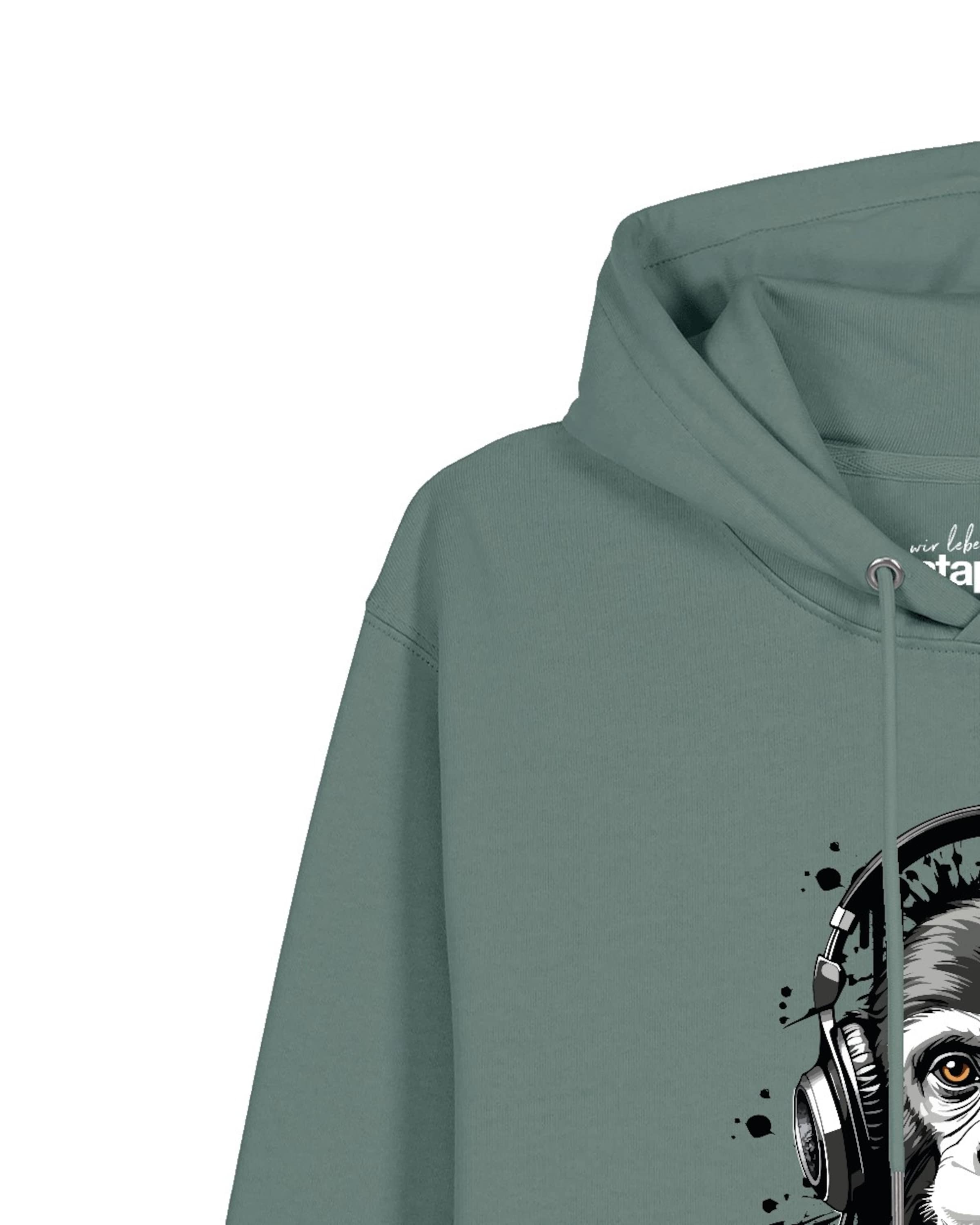 Felpa 'Affe Hört Musik' di Watapparel in verde