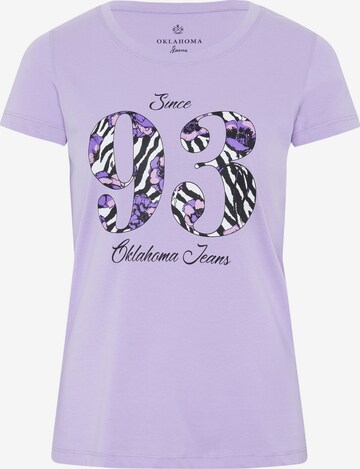 Oklahoma Jeans Shirt ' mit gemustertem Motiv ' in Purple: front