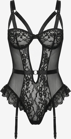 L.BEV Bodysuit 'Notte Nera' in Black: front