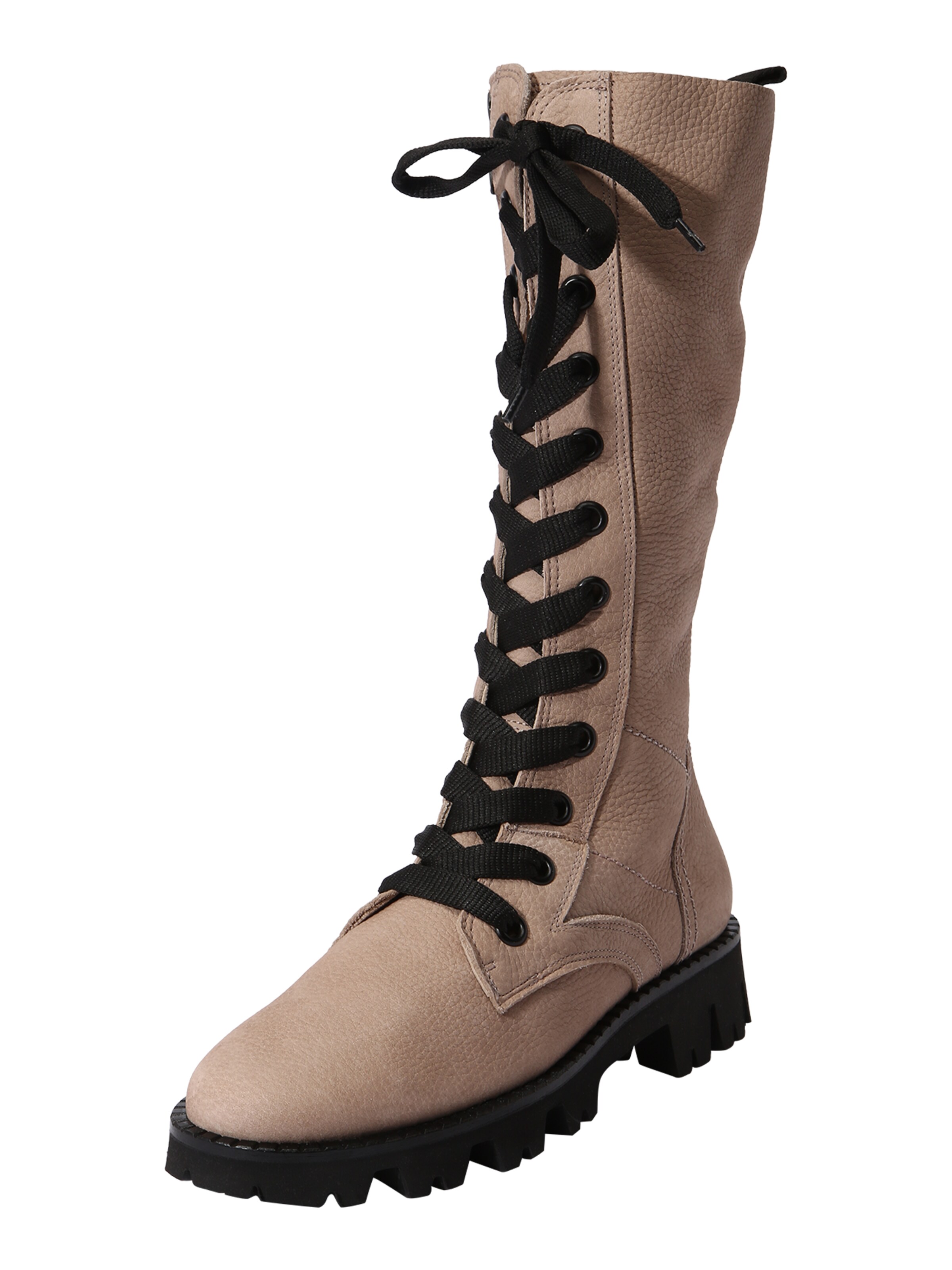Paul Green Lace-Up Boots 'Grained' in Beige: front