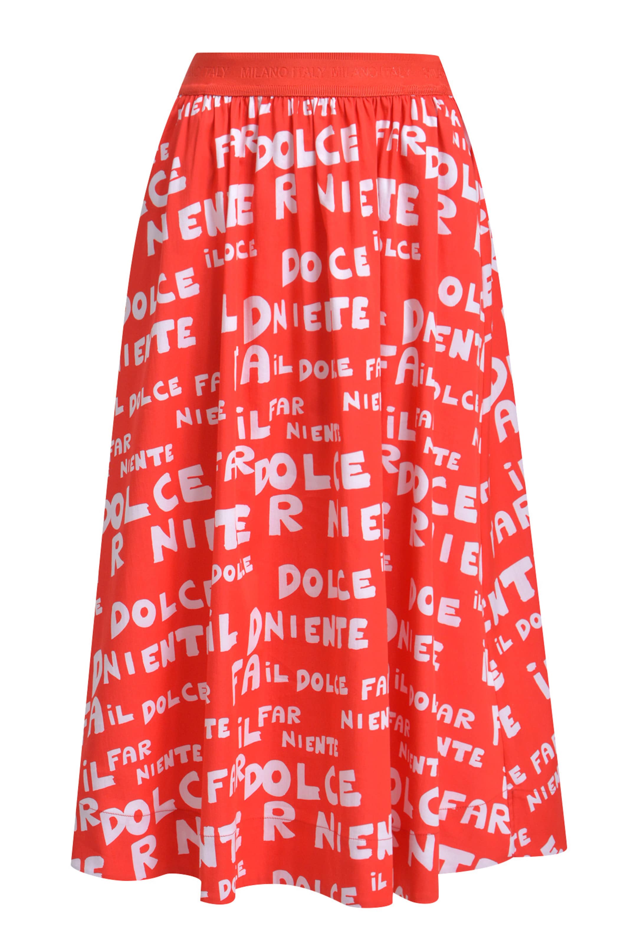 Milano Italy Midirock mit Elastikbund und All Over Print in Rot: Vorderseite