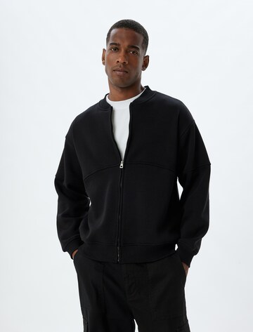 Koton Zip-Up Hoodie in Black: front