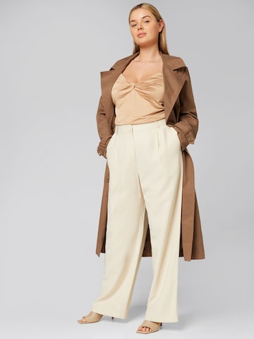 Wide leg Pantaloni cutați 'Avena' de la Guido Maria Kretschmer Curvy pe bej