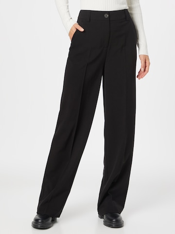 modström Wide leg Pleated Pants 'Anker' in Black: front