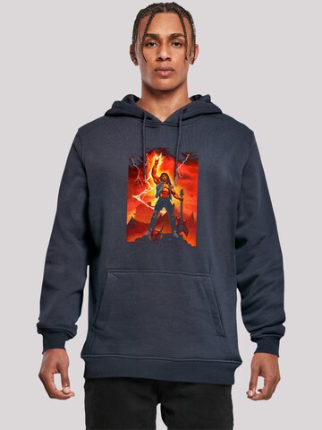 F4NT4STIC Sweatshirt 'Stranger Things Hell Guitar- DTG Netflix TV Series' in Blauw: voorkant