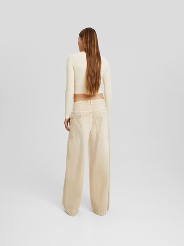 Wide leg Jeans de la Bershka pe bej