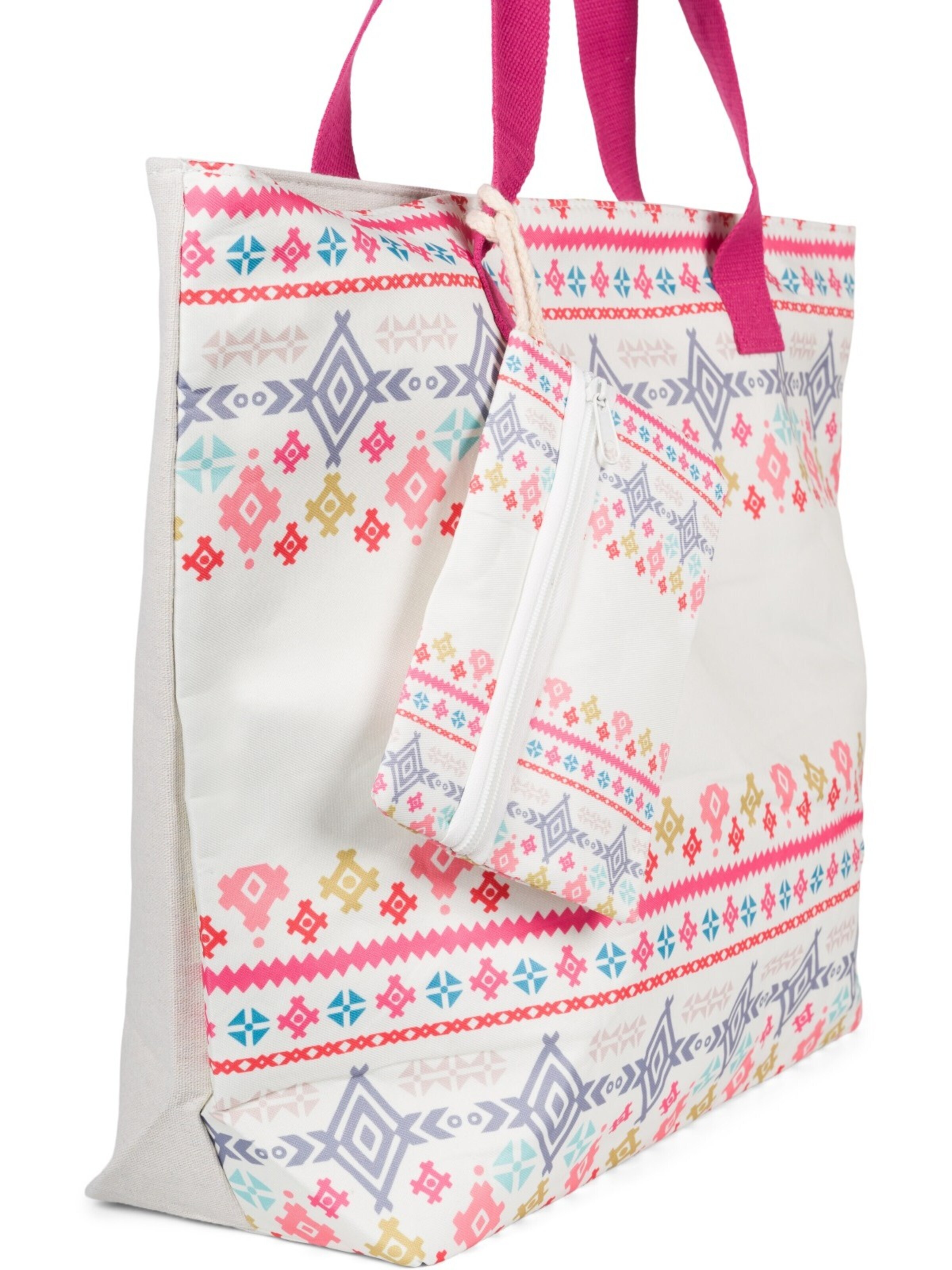 styleBREAKER Strandtasche 'Strandtasche Azteken Muster - Boho'‌‌ in Pink