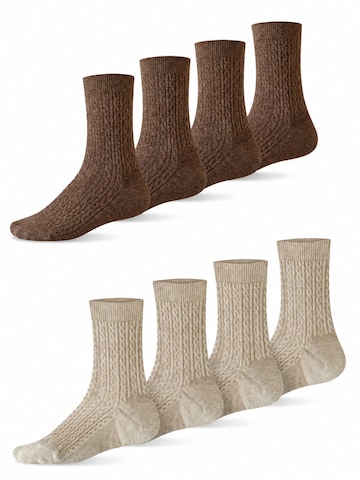 Millo Socks 'Cosy Twist Mix' in Beige: front