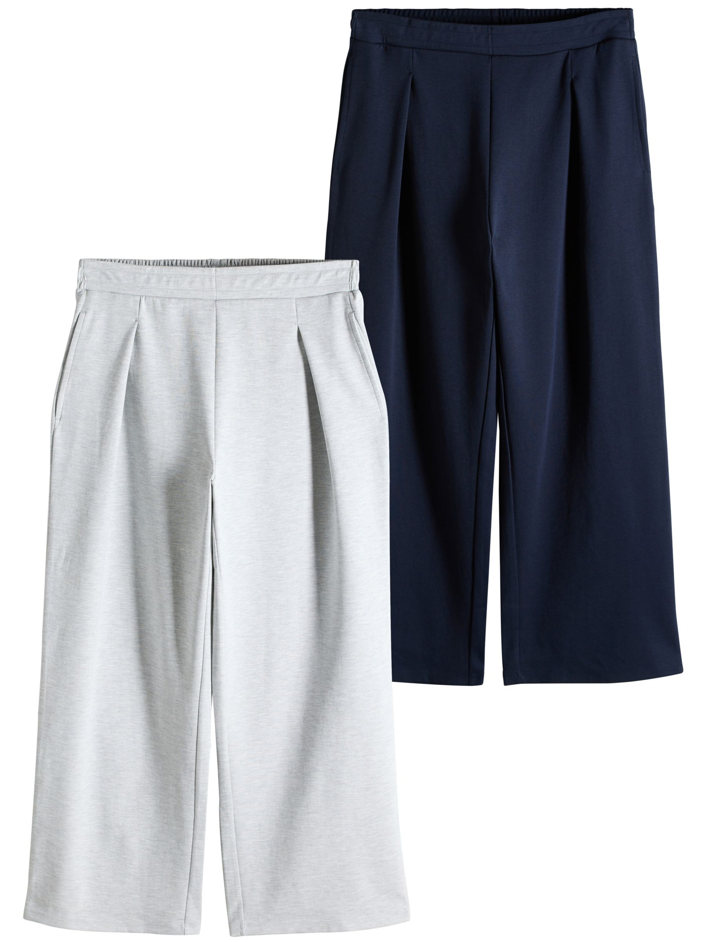 The SetWide Leg/ Široke nogavice Hlače s naborima - plava boja: prednji dio