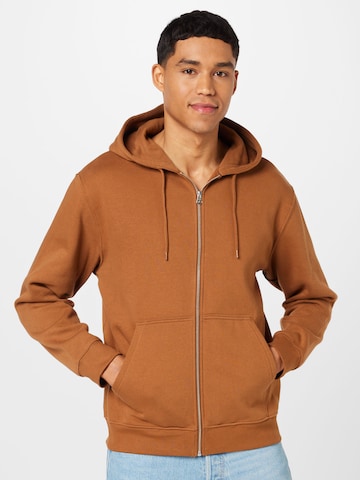 WEEKDAY Sweat jacket in Brown: front