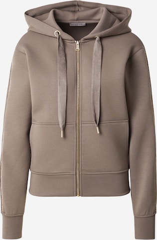 GUESS - Sudadera con cremallera en marrón: frente