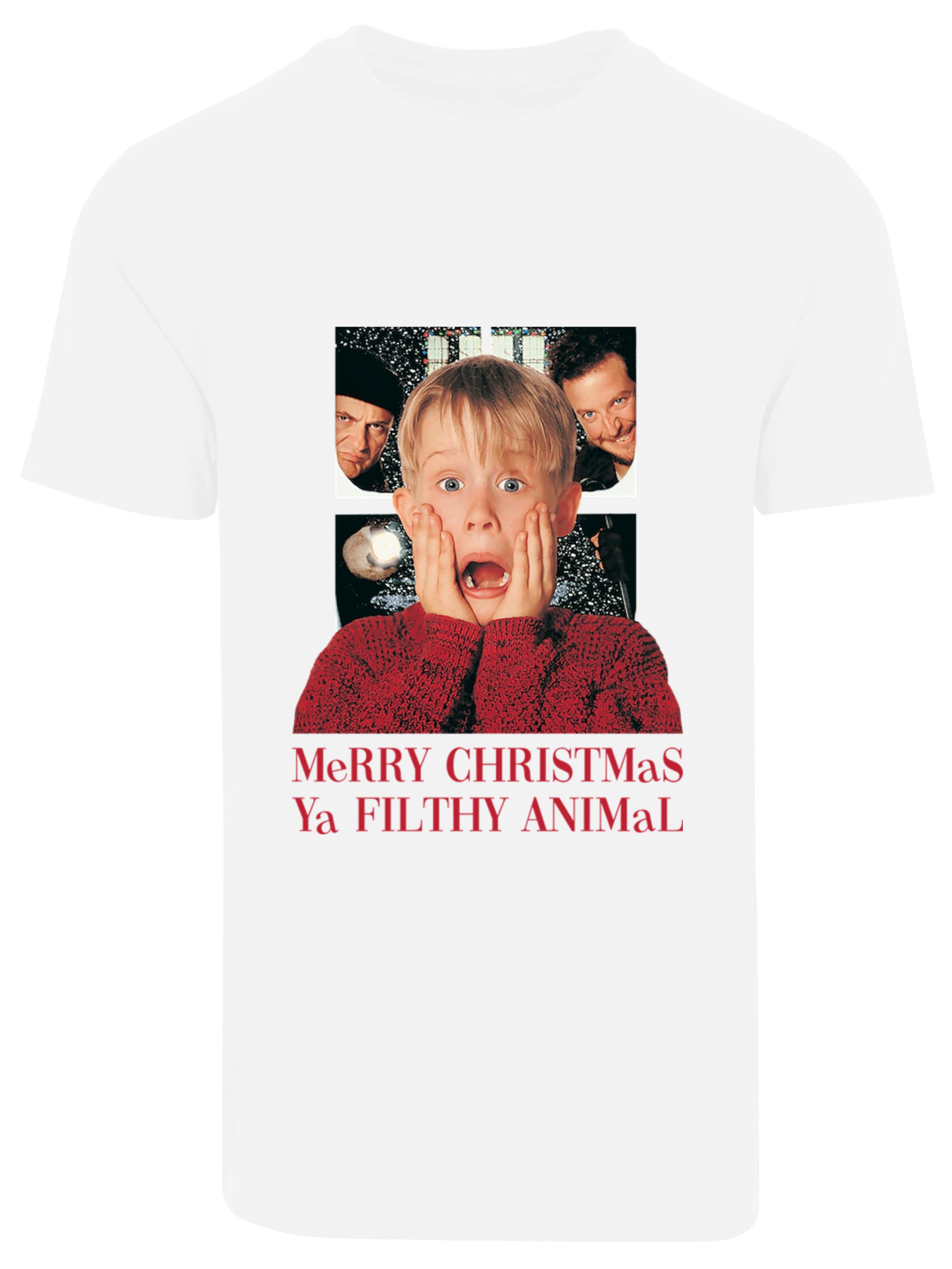 F4NT4STIC T-Shirt 'Disney Home Alone Merry Christmas Ya Filthy' in Weiß: Vorderseite