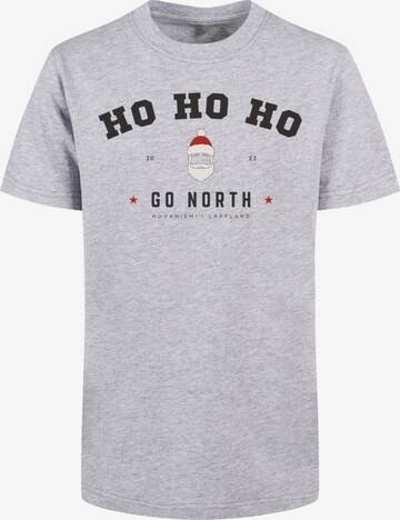 F4NT4STIC Shirt 'Ho Ho Ho Santa Claus Weihnachten' in Grijs: voorkant