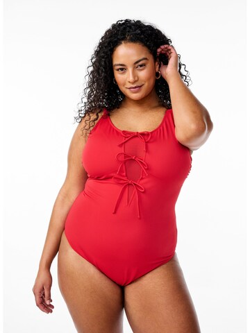 Zizzi Bralette Swimsuit in Red: front