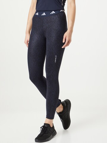 ADIDAS PERFORMANCE Skinny Fit Спортен панталон 'Techfit Pixeled Camo' в синьо: отпред
