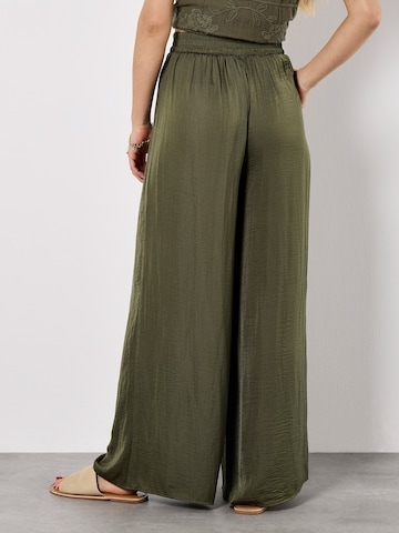 Wide Leg Pantalon Apricot en vert