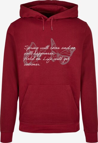 Merchcode Sweatshirt 'Spring Saying' in Rood: voorkant