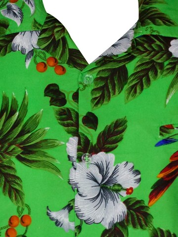 King Kameha Regular Fit Hemd 'Cherryparrot' in Grün