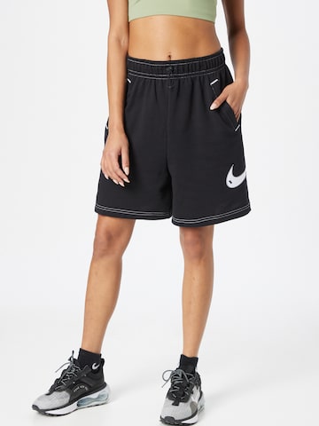 Nike SportswearWide Leg/ Široke nogavice Hlače - crna boja: prednji dio