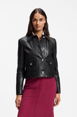 BOSS Lederjacke in Schwarz: Vorderseite