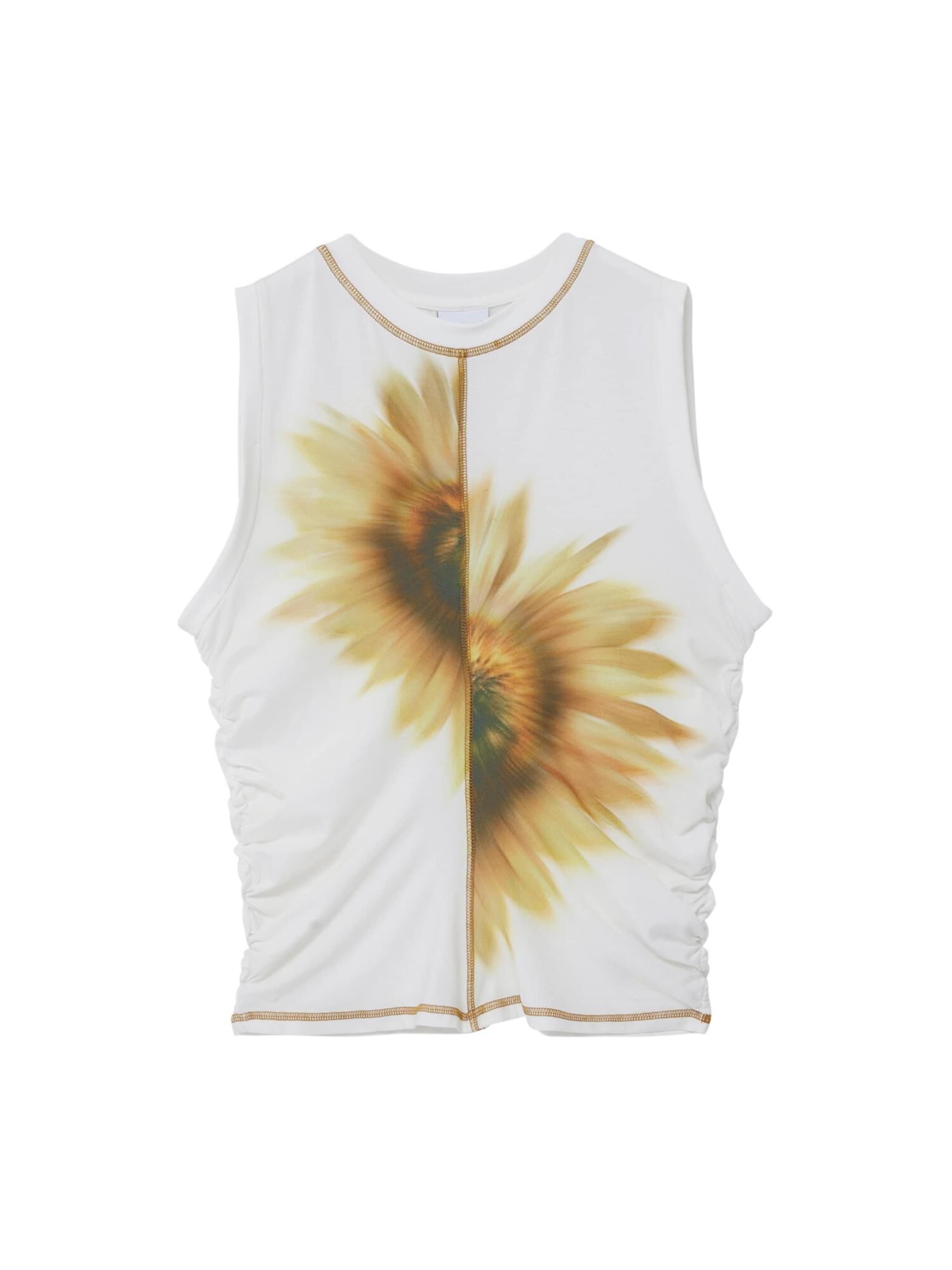 Desigual T-shirt 'Sunflower' i vit: framsida