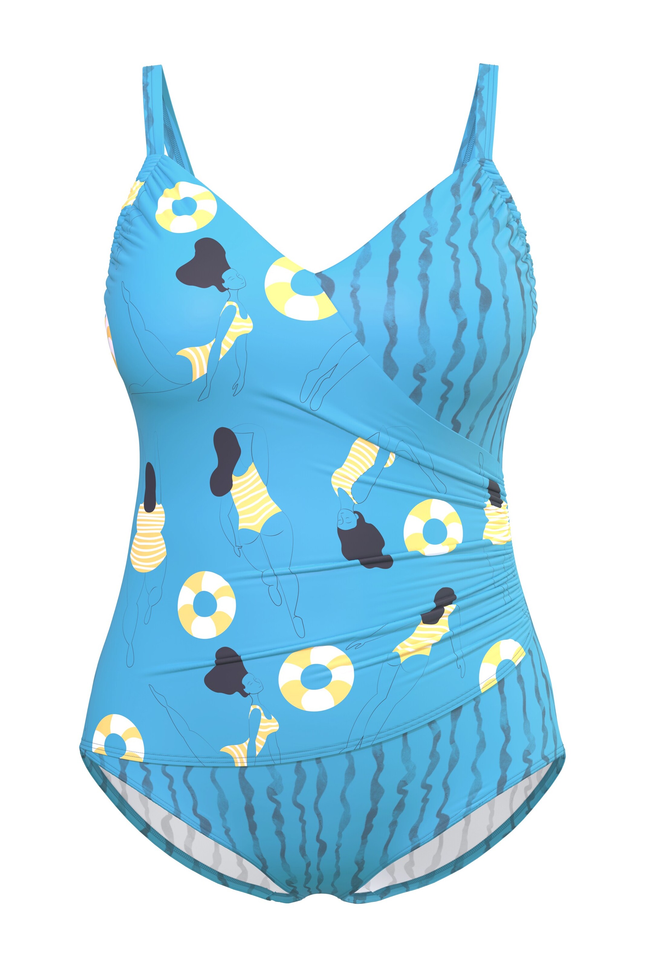 Ulla Popken Bustier Badpak in Blauw: voorkant