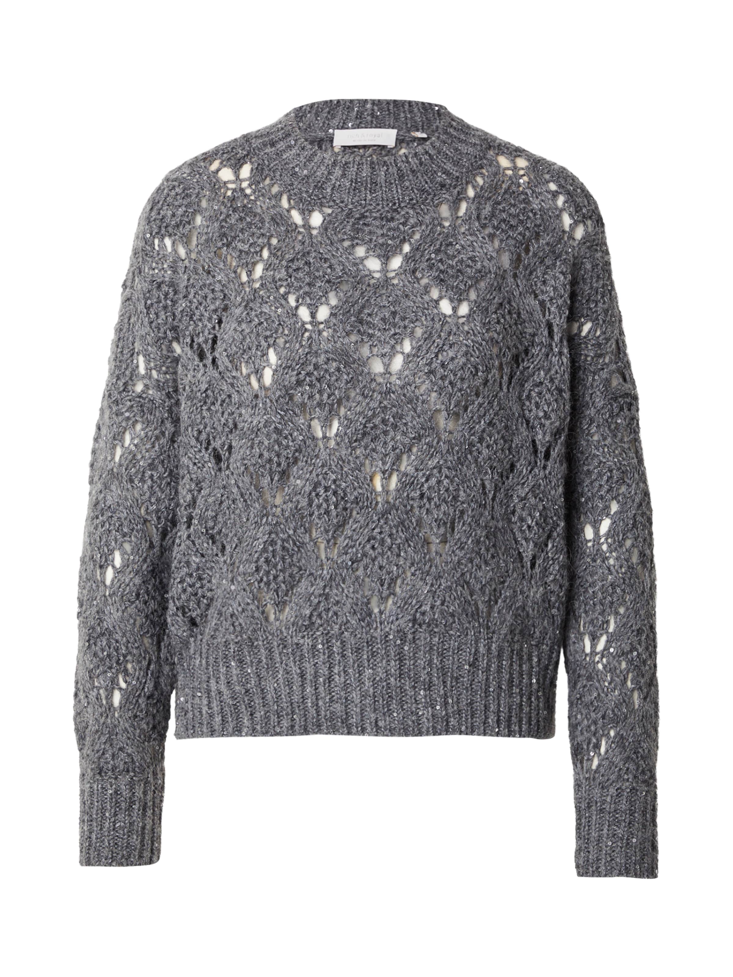 Pull-over 'Ajour Sequince' Rich & Royal en gris : devant