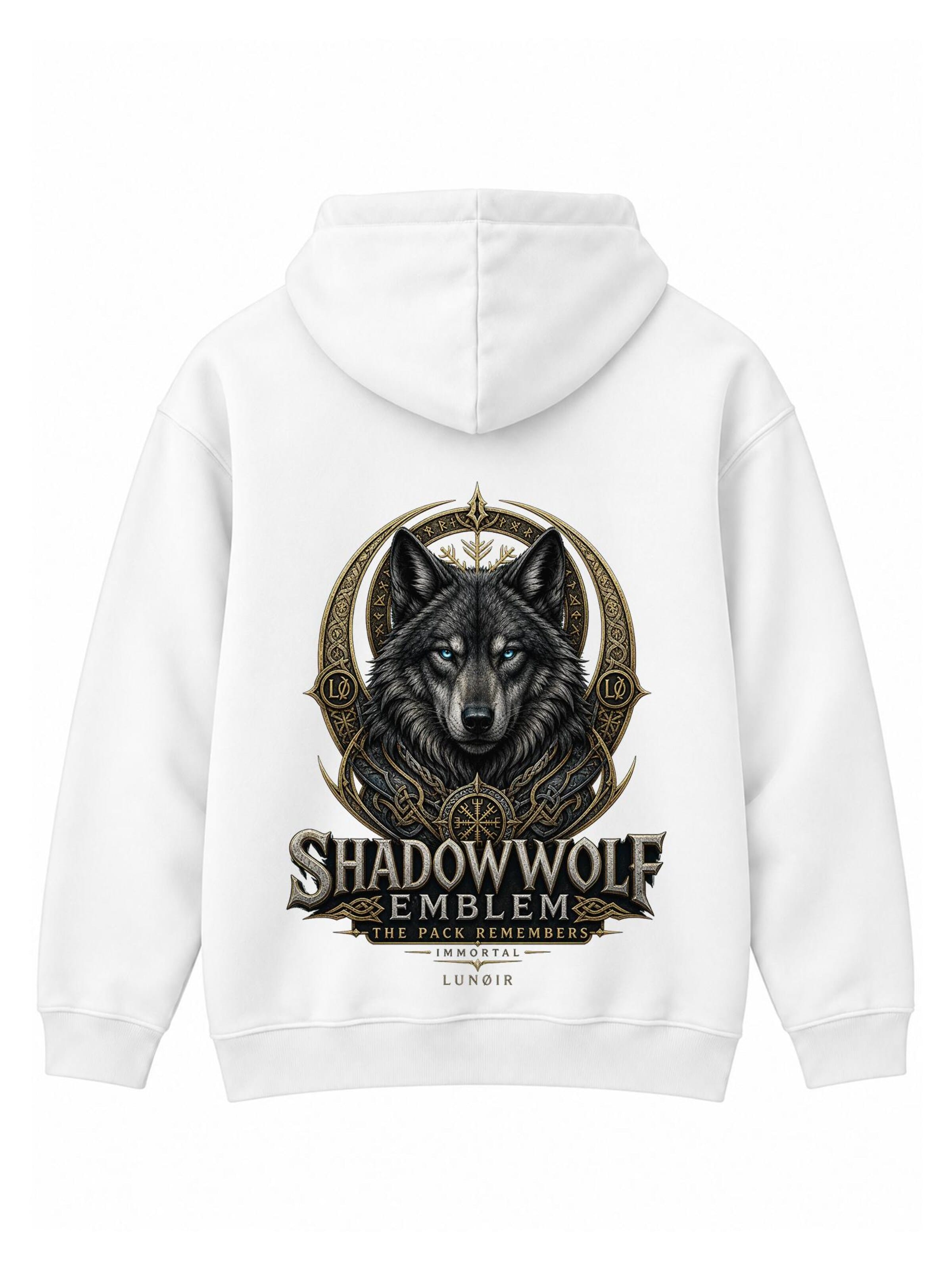 LUNØIR Studio Tréning póló 'Shadowwolf Emblem' - fehér: elől