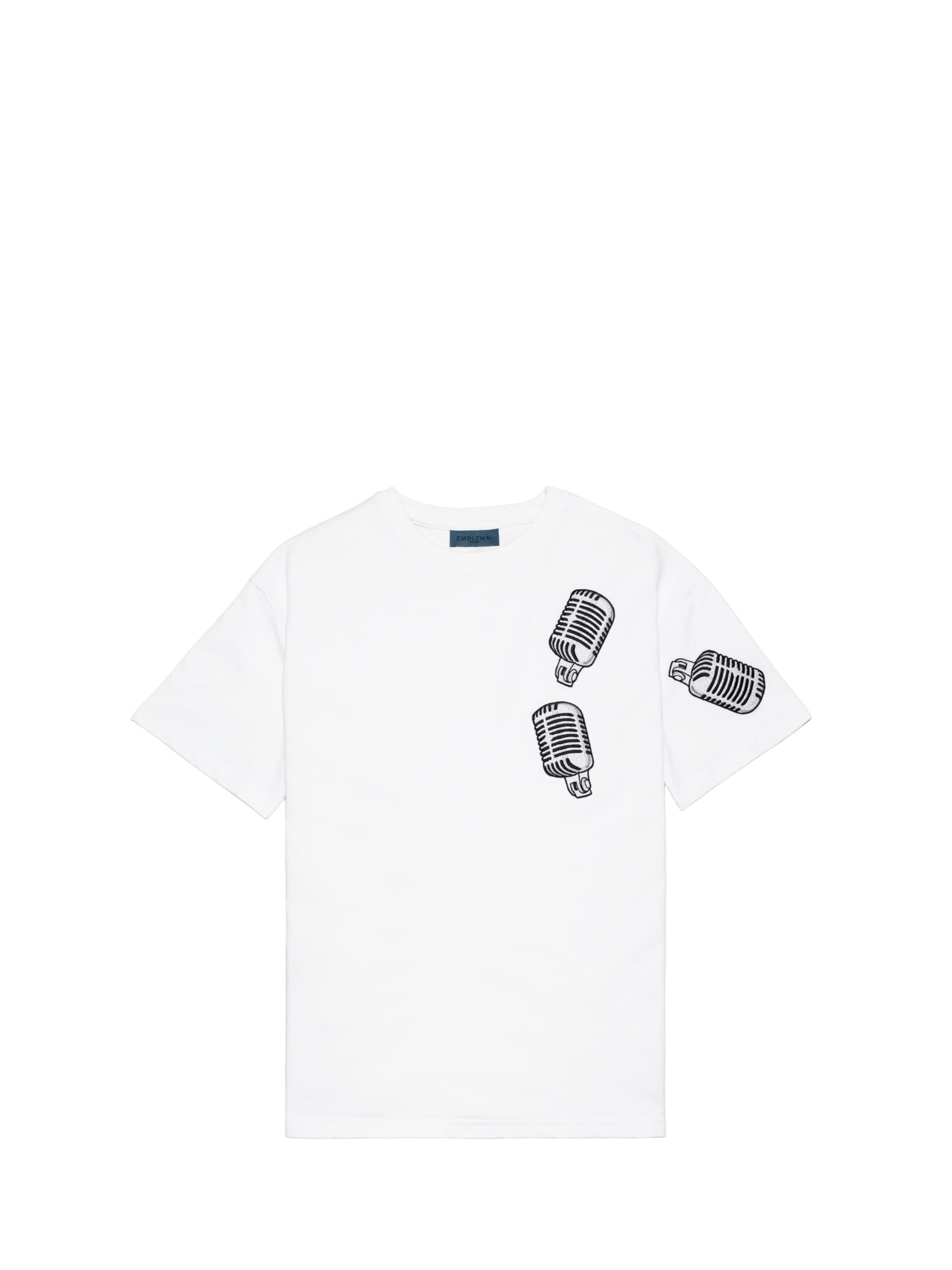 EMBLEMM Shirt 'The Mic Patch' in White: front