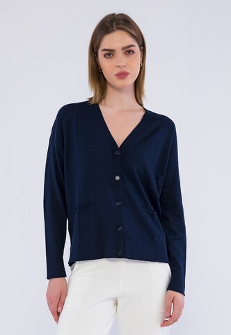 Basics and More Knit Cardigan 'Natalya' in Blue: front