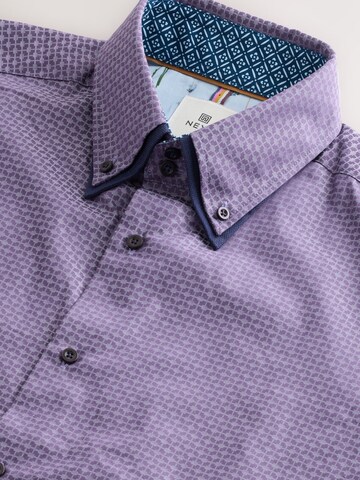 Next Regular fit Button Up Shirt in Purple