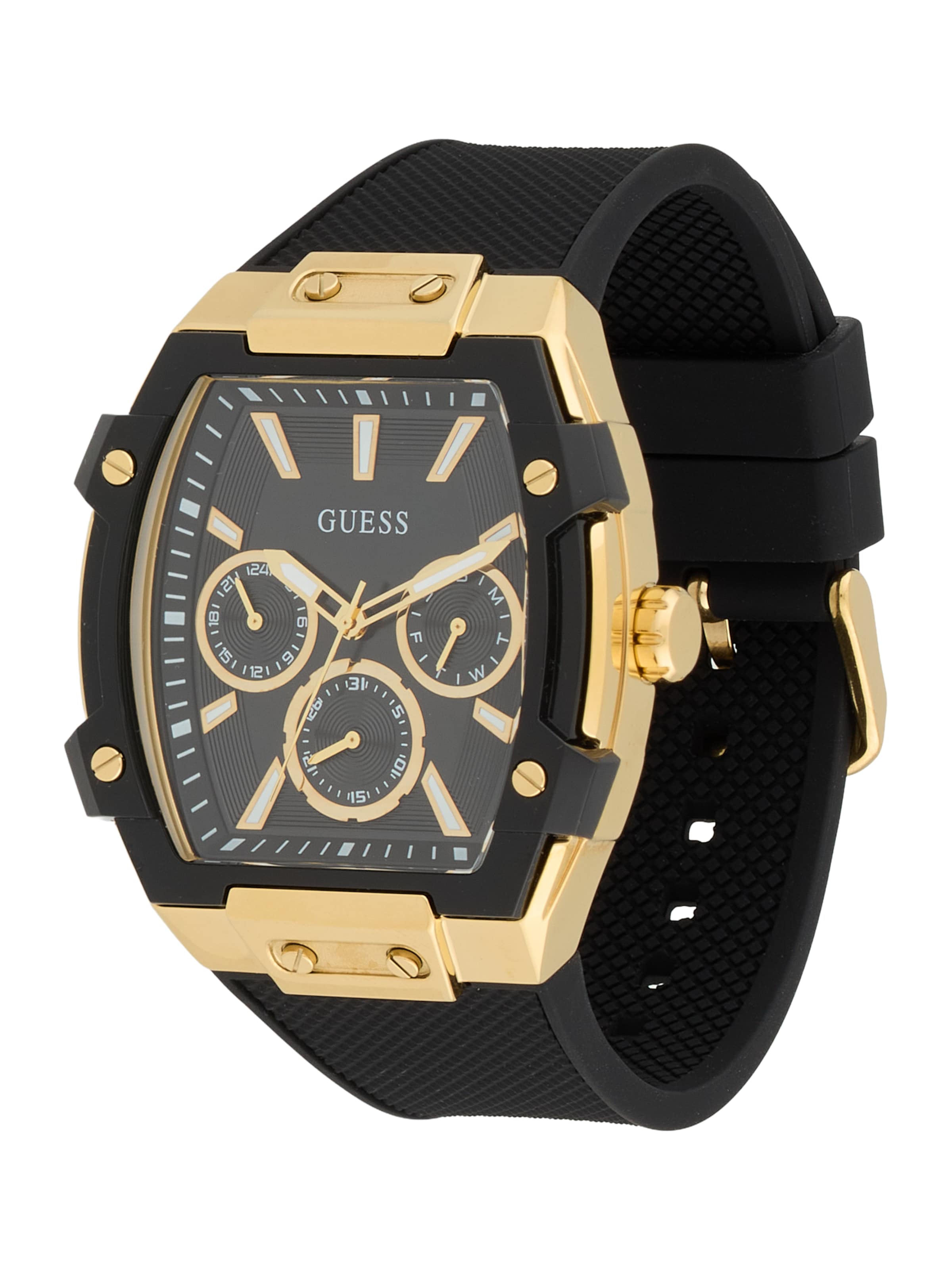 GUESS Analog klocka 'Phoenix' i svart: framsida