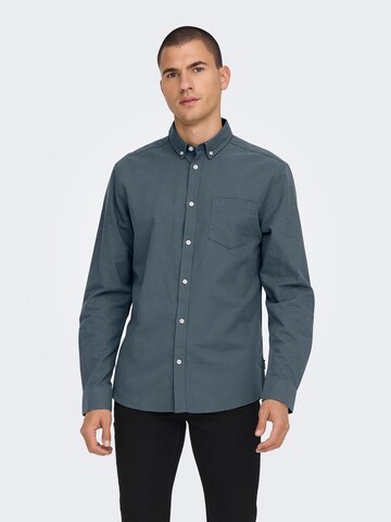 Only & Sons Regular fit Button Up Shirt 'ONSAlvaro' in Blue: front