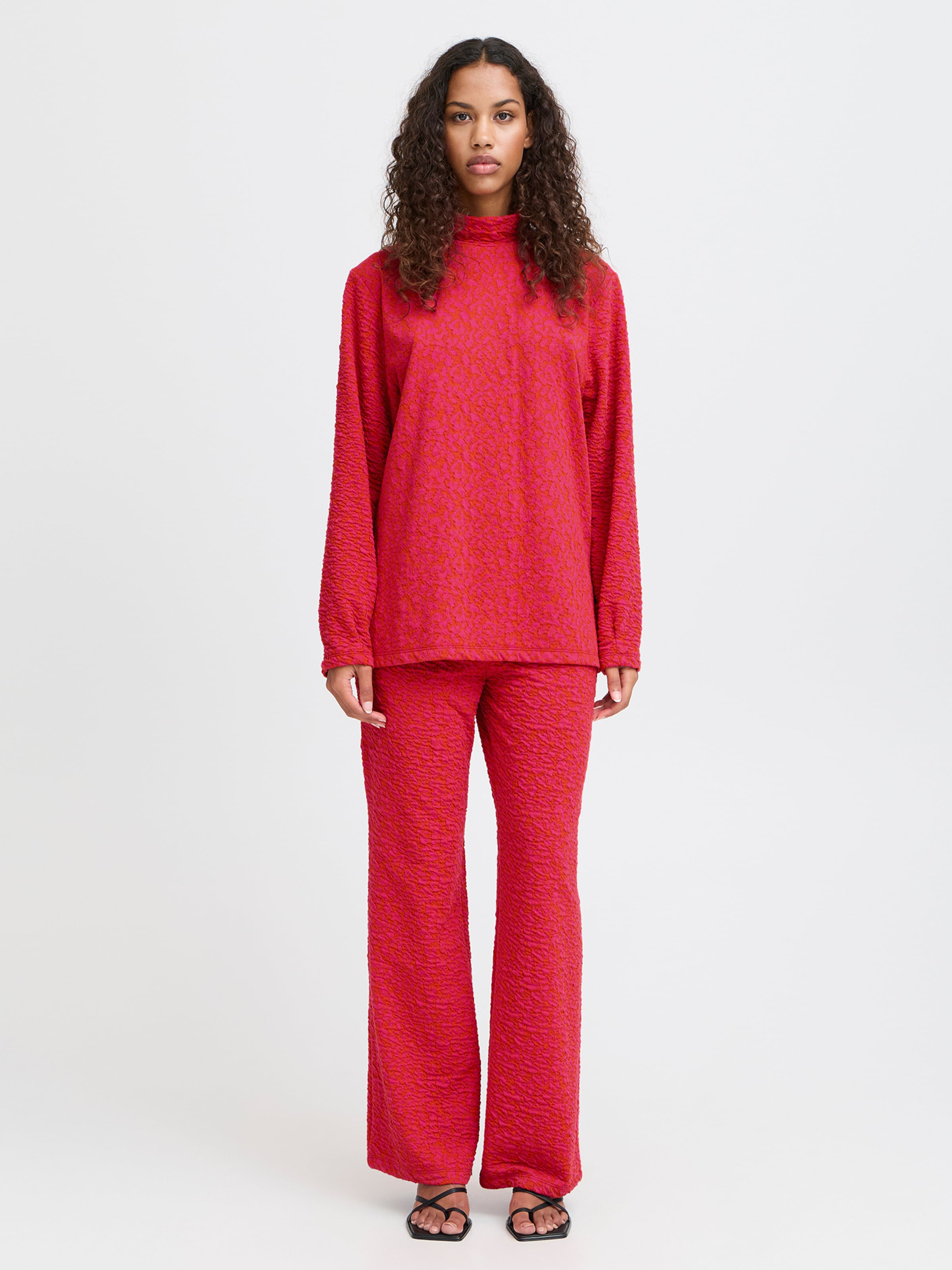 ICHI regular Pantalón 'OELLY' en Rosa Claro, Rojo Vivo ABOUT YOU