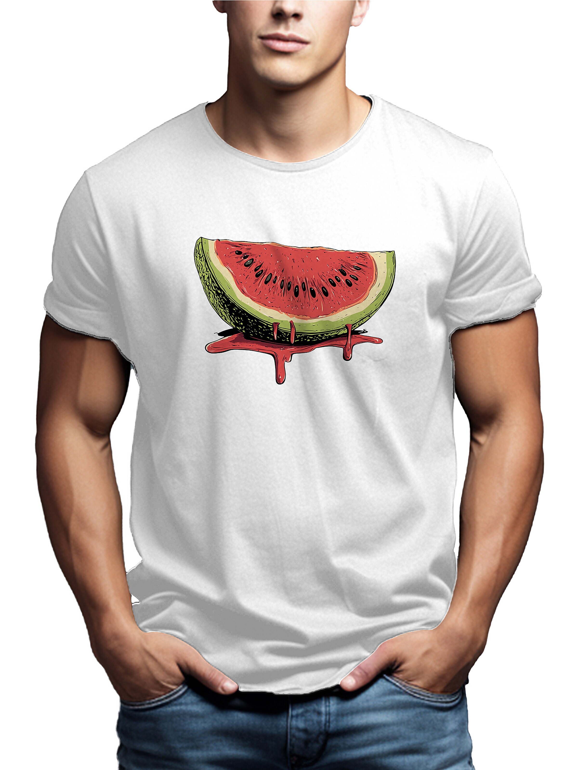 MAKAYA Shirt 'Watermelon' in White