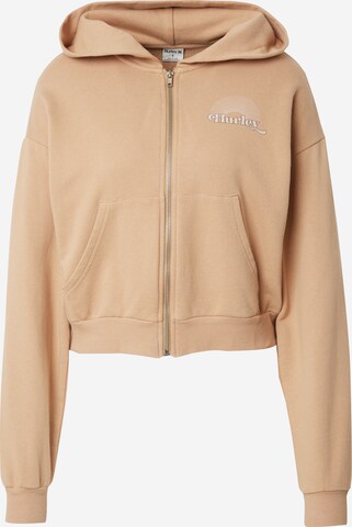 Hurley Athletic Zip-Up Hoodie 'PLAYA' in Brown: front