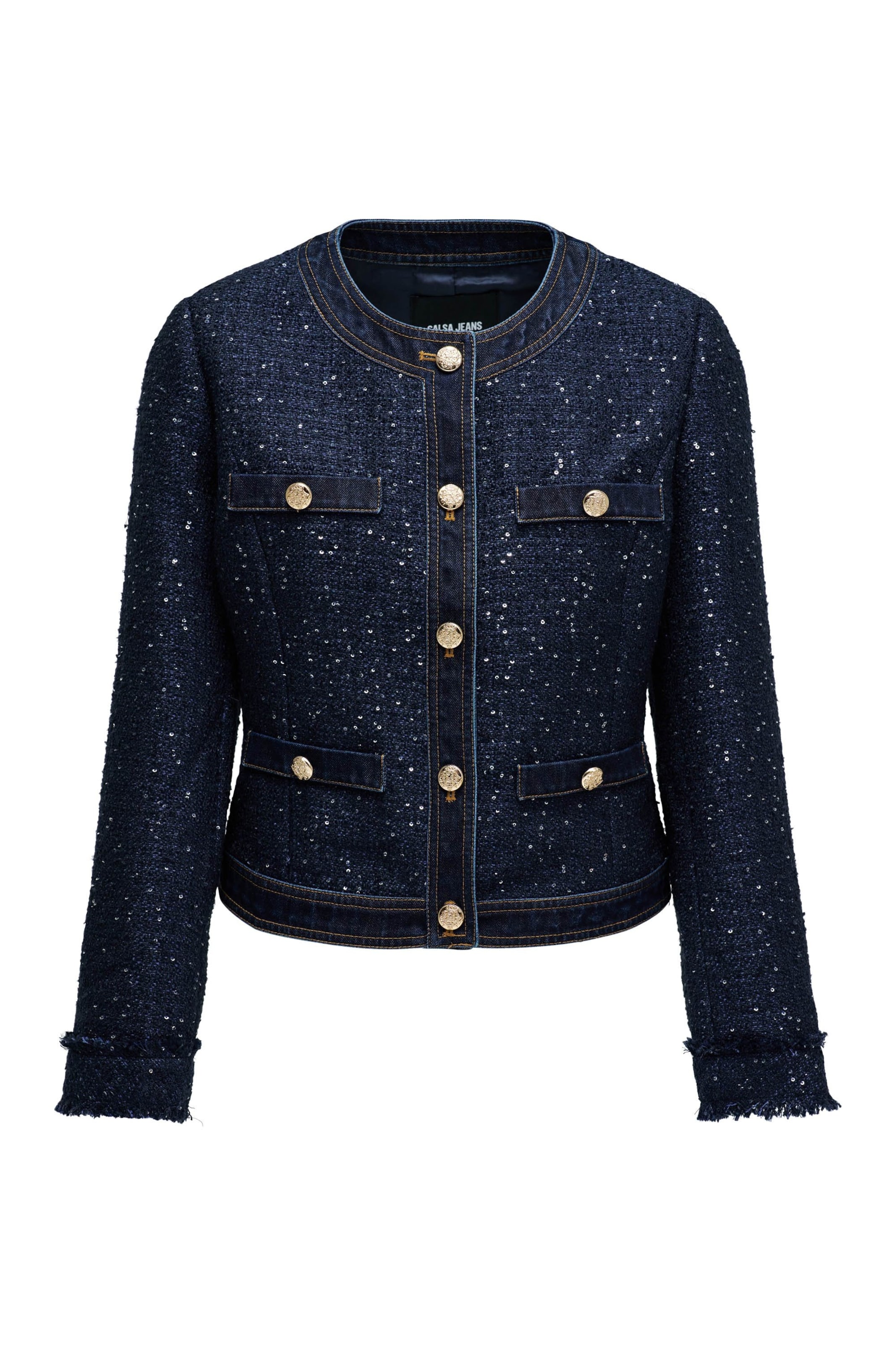 Salsa Jeans Tussenjas in Blauw: voorkant