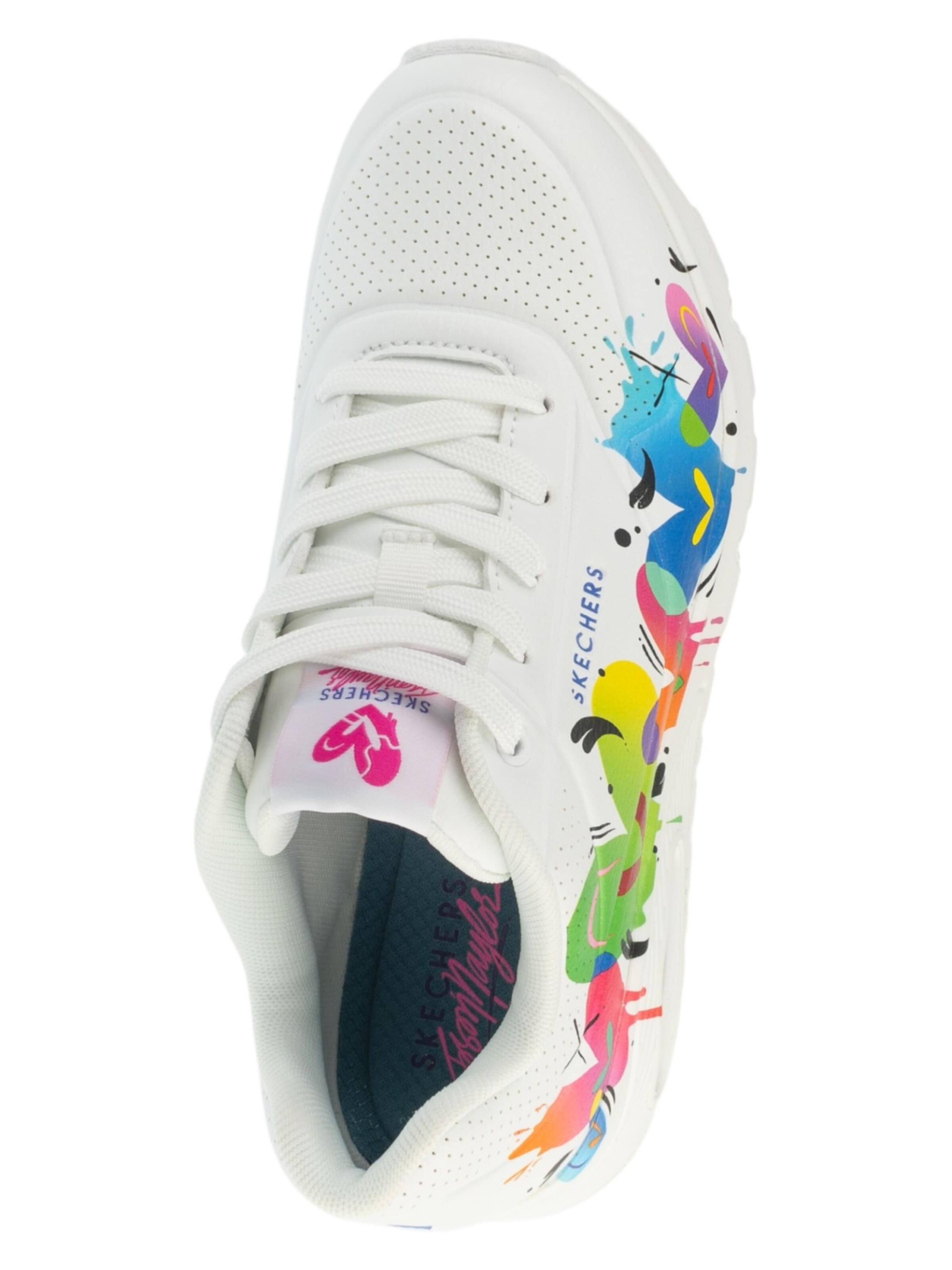 Chaussure à lacets 'Skechers Uno Schuhe weiß bunte Herzen 190008' SKECHERS en blanc