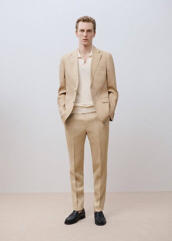 MANGO MAN Slim fit Pleated Pants 'Amalfi' in Beige