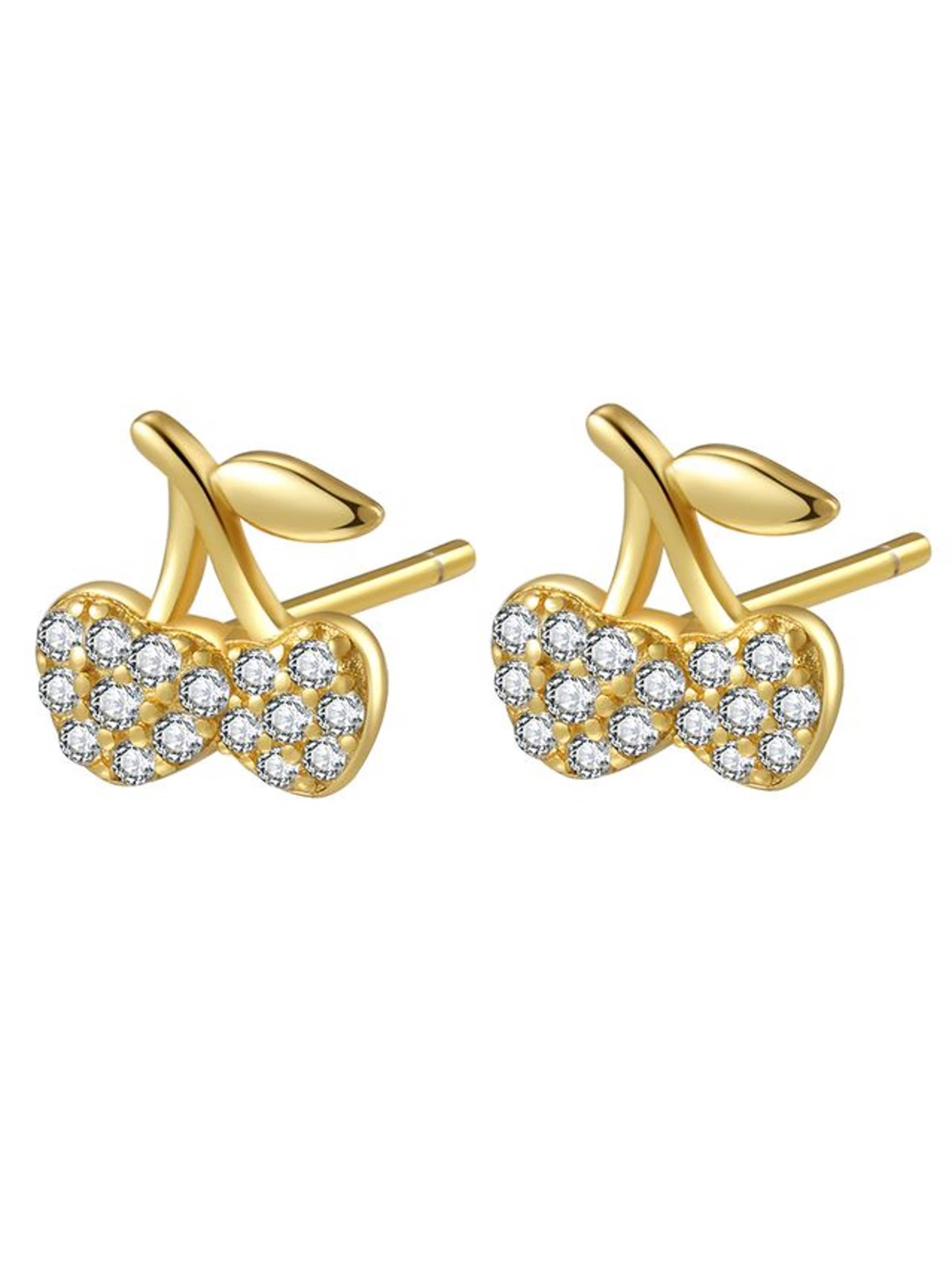 Hey Happiness - Pendientes 'Cherry Pop' en oro: frente