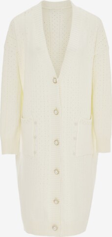 caissa Knit Cardigan in White: front