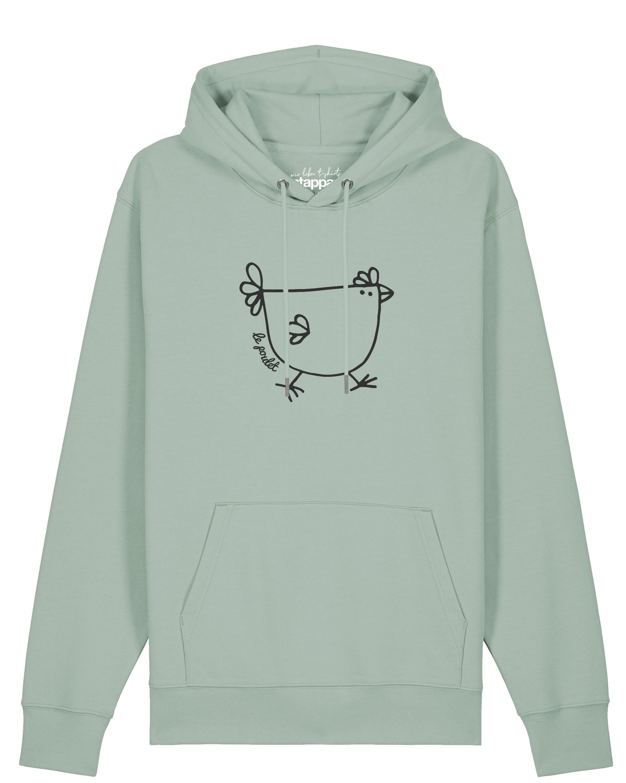 Felpa 'Le Poulet - Das Huhn' di Watapparel in verde: frontale