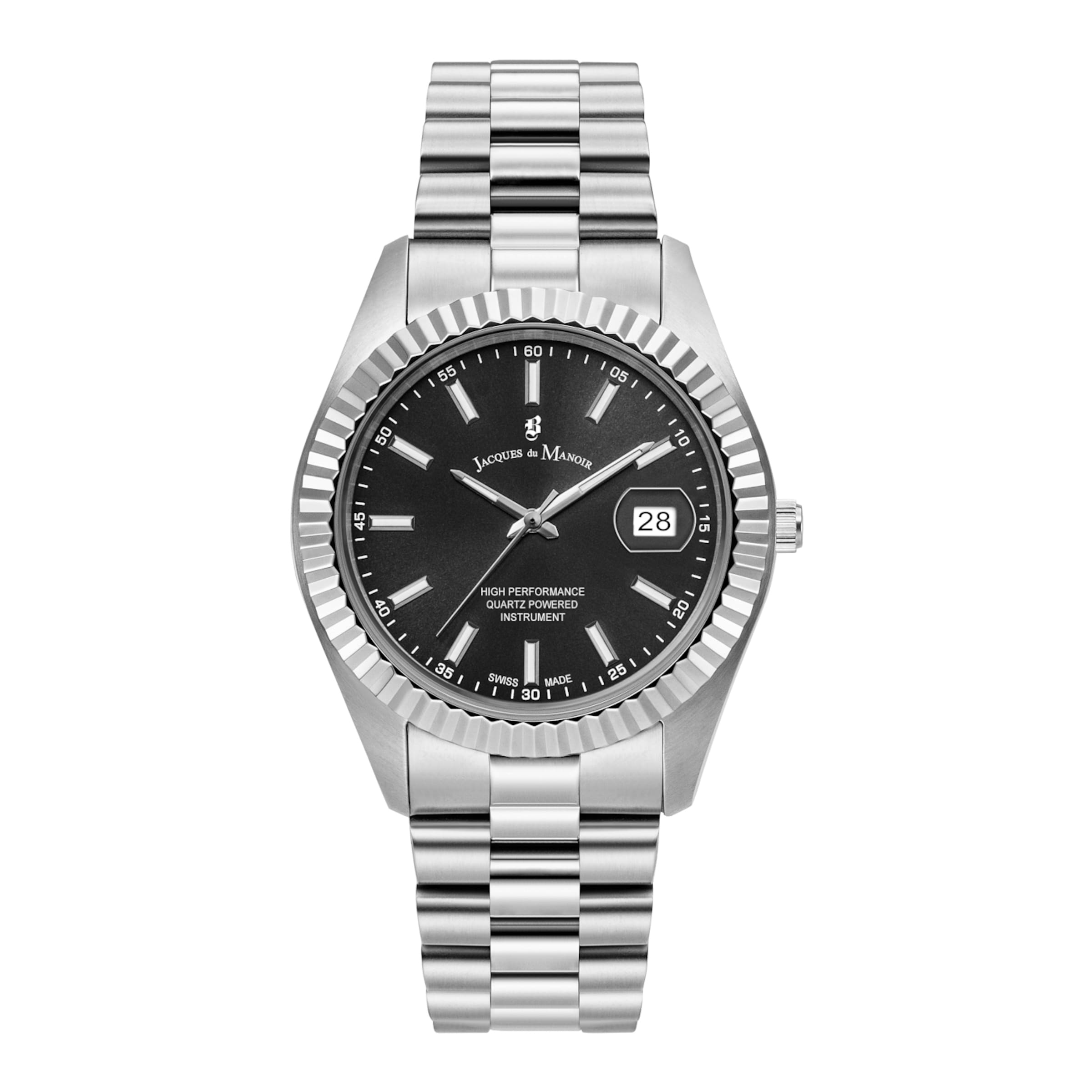 Montre à affichage analogique Jacques du Manoir en argent : devant