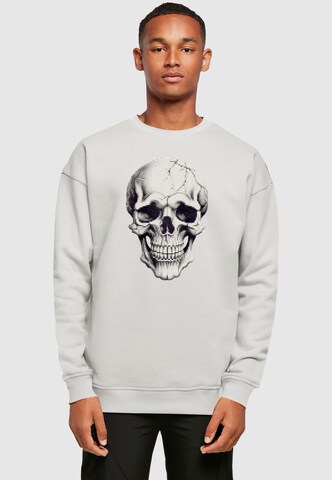 Merchcode Sweatshirt 'Halloween - Skull' in Grau: Vorderseite