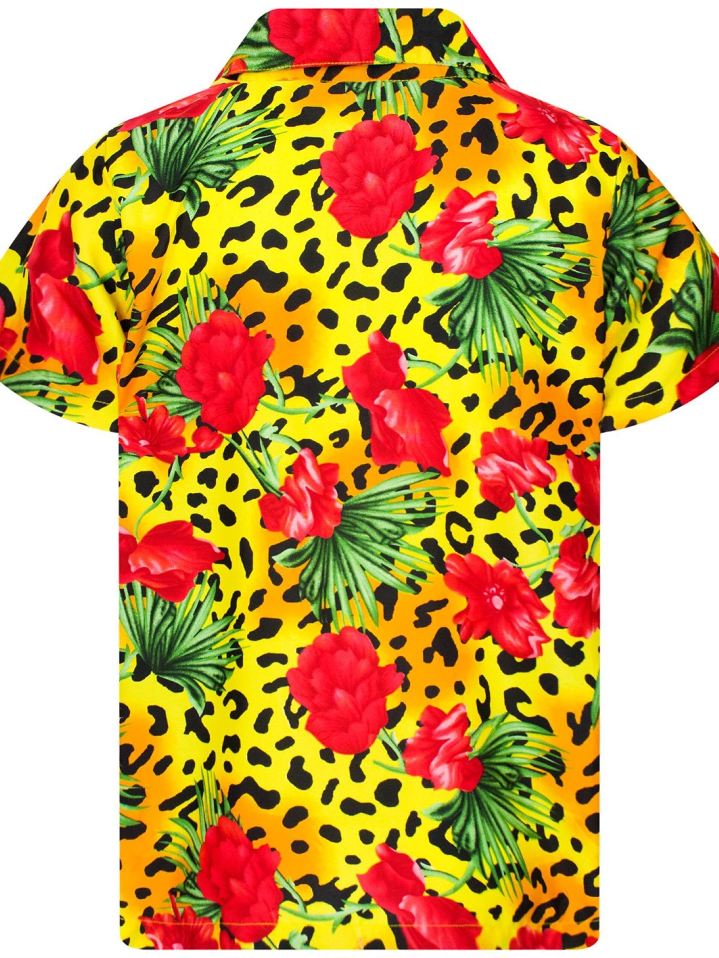 King Kameha Shirt 'Leopard Flowers'‌‌‌ in Gelb