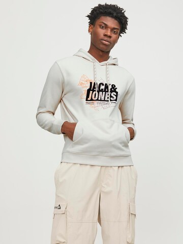 JACK & JONES Μπλούζα φούτερ 'JCOMAP' σε μπεζ: μπροστά