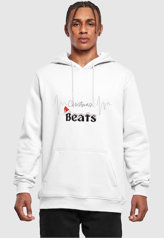 Merchcode Sweatshirt 'Christmas beats' in Wit: voorkant