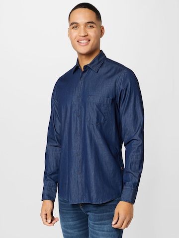 BOSS Orange Regular fit Button Up Shirt 'Riou' in Blue: front