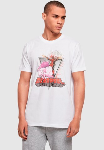 ABSOLUTE CULT Shirt 'Deadpool - Rides a Unicorn' in White: front