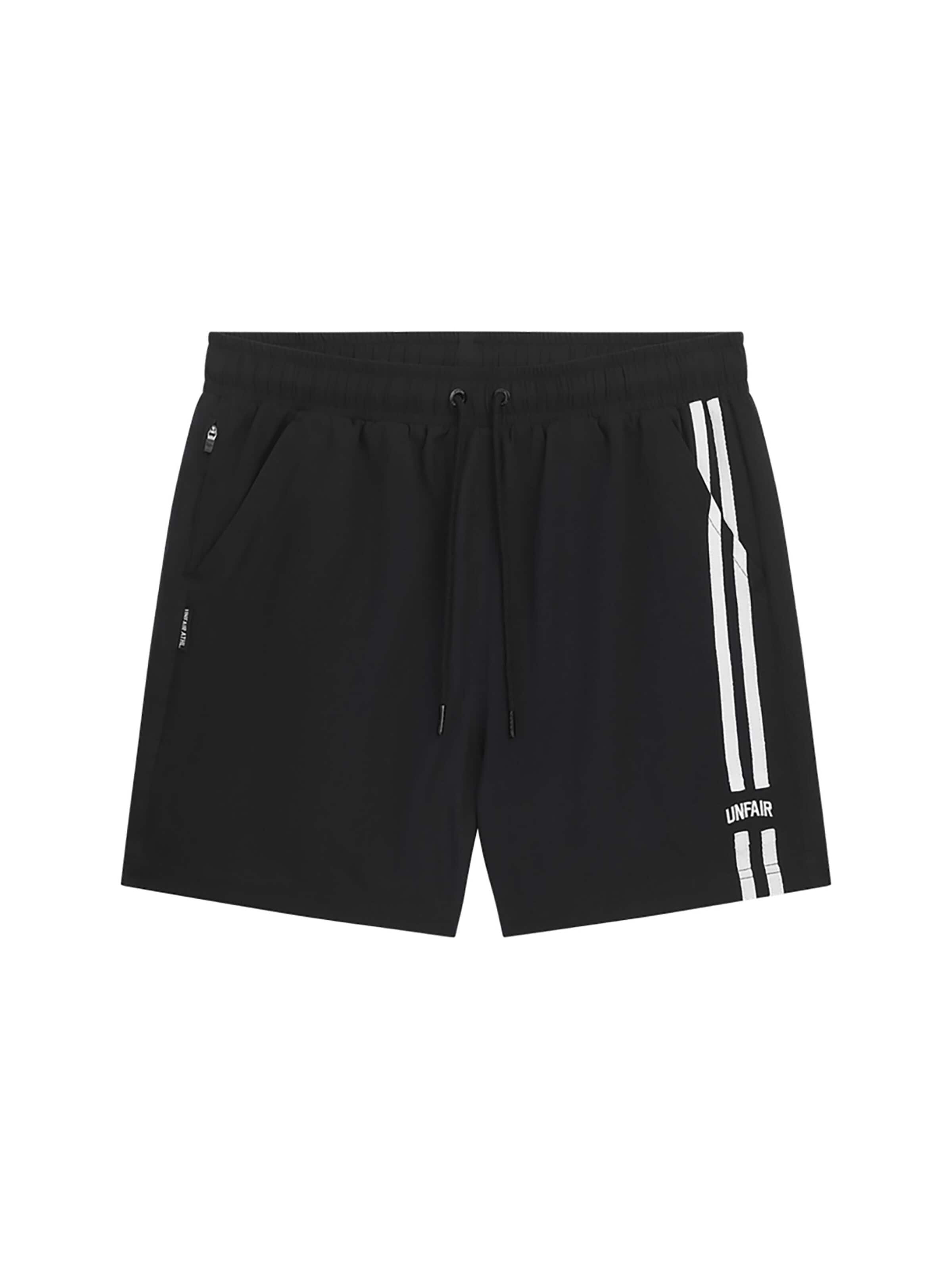 Unfair Athletics Loosefit Zwemshorts 'Woodland' in Zwart: voorkant